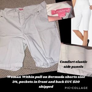 Woman Within white Bermuda shorts size 34.